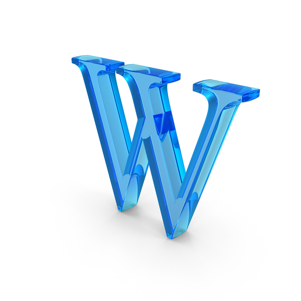 Language: Blue Glass Times Roman Capital Alphabet W PNG & PSD Images