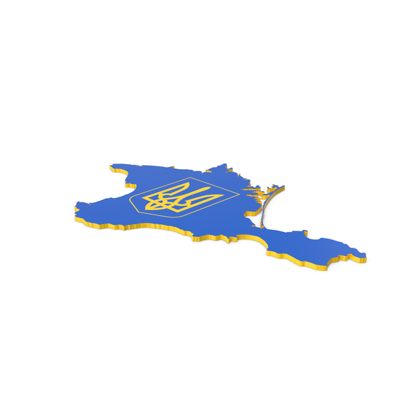 Symbols: Blue & Gold Crimea Contour With Coat Of Arms PNG & PSD Images