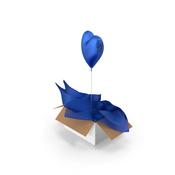 Gift: Blue Heart Balloon Surprise Box PNG & PSD Images Gift: Blue Heart Balloon Surprise Box PNG & PSD Images
