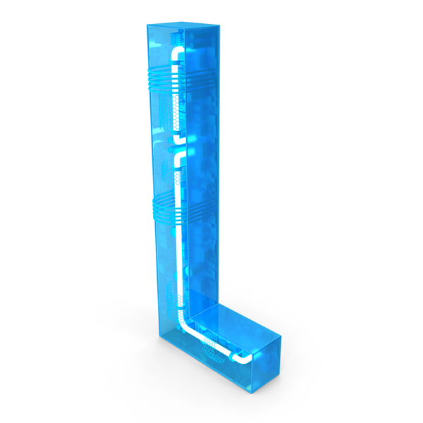 Symbols: Blue Plastic Neon Letter L PNG & PSD Images