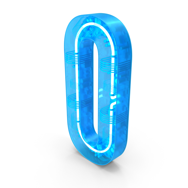 Symbols: Blue Plastic Neon Letter O PNG & PSD Images