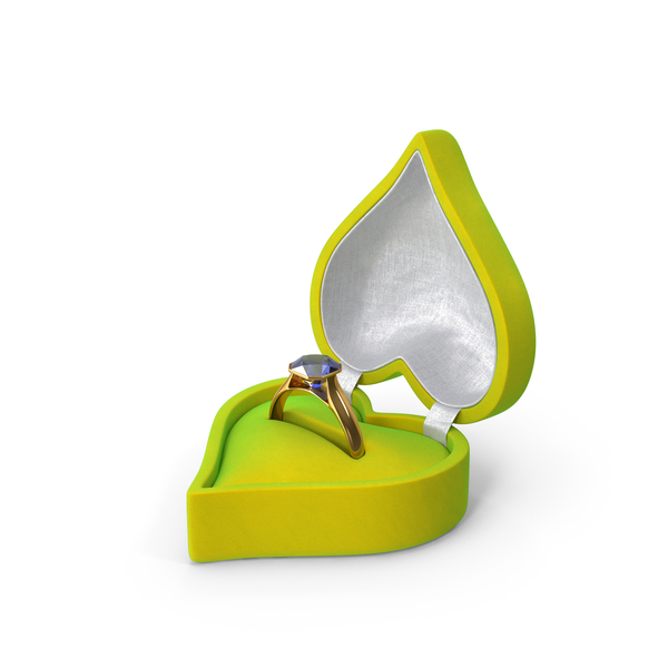 Blue Sapphire Gold Ring In Heart Shaped Green Box PNG & PSD Images
