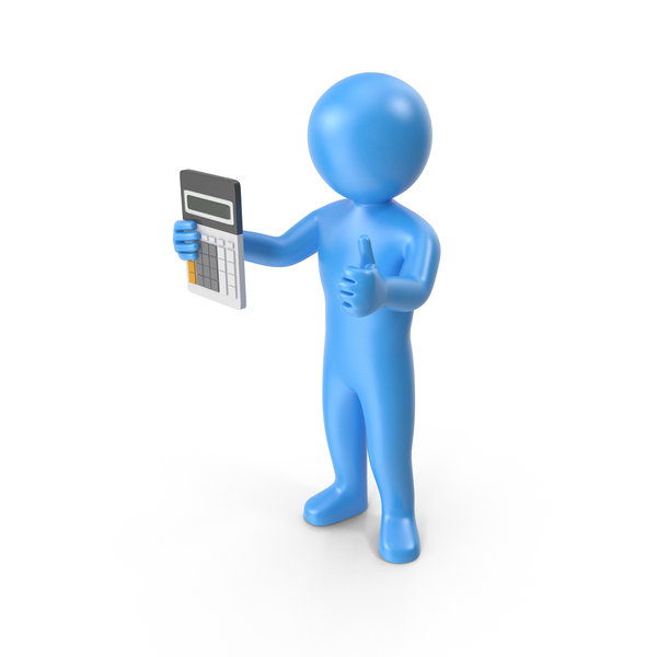 Blue Stickman Holding Calculator PNG & PSD Images