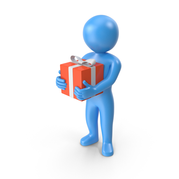 Characters: Blue Stickman Holding Present PNG & PSD Images Characters: Blue Stickman Holding Present PNG & PSD Images
