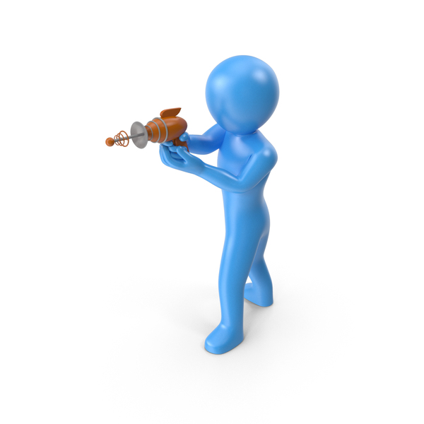 Blue Stickman Shooting PNG & PSD Images