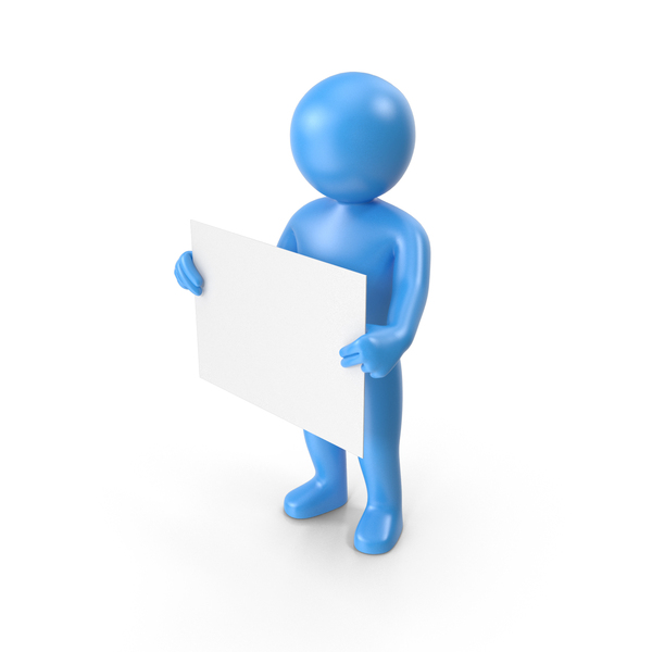 Characters: Blue Stickman With Sign PNG & PSD Images