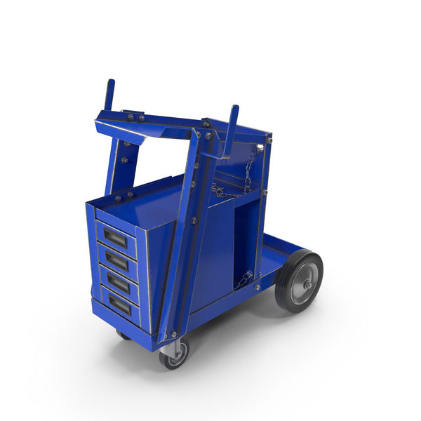 Workshop: Blue Used Rolling Welding Cart With Drawers PNG & PSD Images