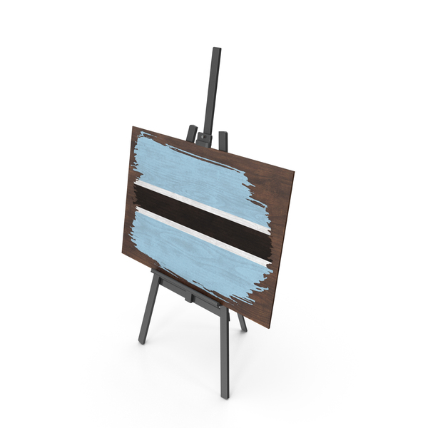 Easel: Botswana Country Flag Paint On Wooden Board PNG & PSD Images