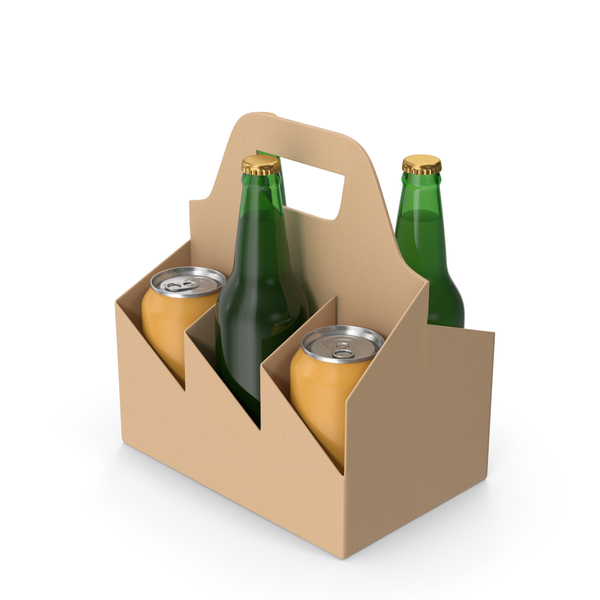Cardboard Box: Bottle Carrier With Beer Bottles PNG & PSD Images