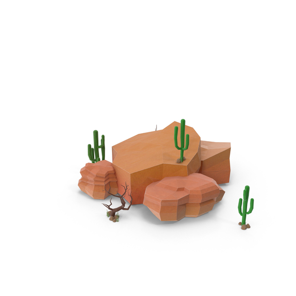 Desert: Boulder with Cacti PNG & PSD Images Desert: Boulder with Cacti PNG & PSD Images