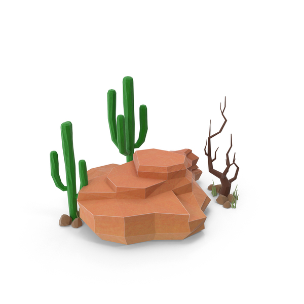 Desert: Boulder with Cacti PNG & PSD Images Desert: Boulder with Cacti PNG & PSD Images
