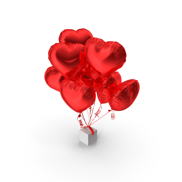 Valentine's: Bouquet of Red Heart Balloons with Gift Box PNG & PSD Images Valentine's: Bouquet of Red Heart Balloons with Gift Box PNG & PSD Images
