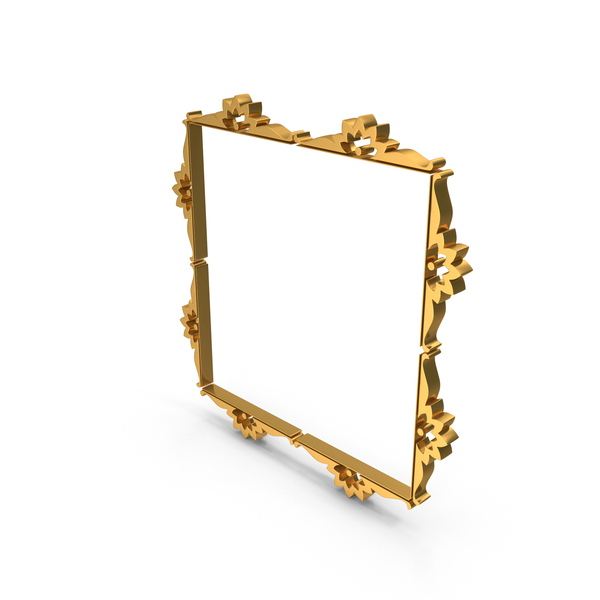 Geometric Shape: Box Frame Border Design Gold PNG & PSD Images