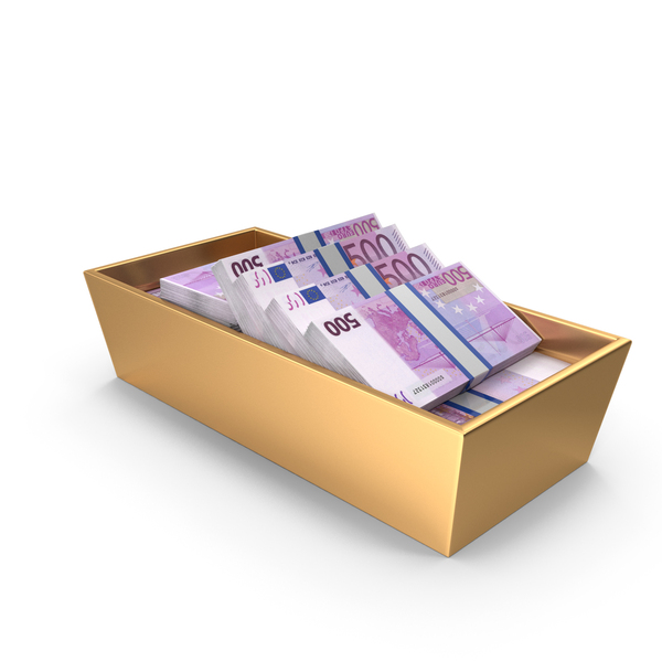 Currency: Box With Lots Euro 500 Money Notes PNG & PSD Images