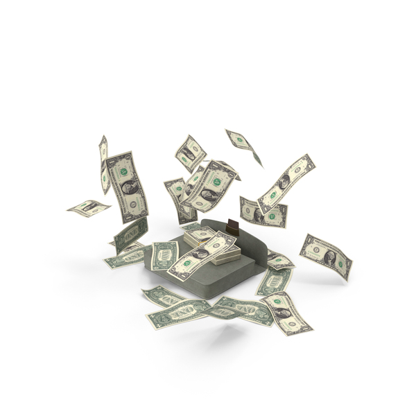 One: BriefCase Falling US 1 Dollar Money Bill PNG & PSD Images