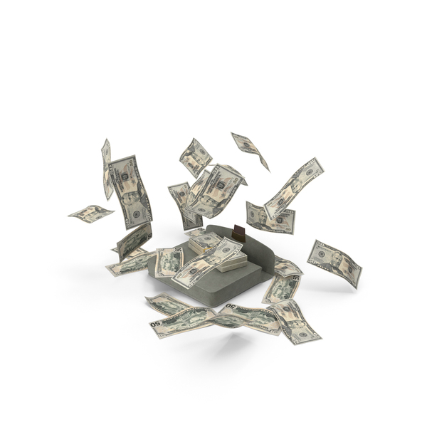 Fifty: BriefCase Falling US 50 Dollar Money Bill PNG & PSD Images