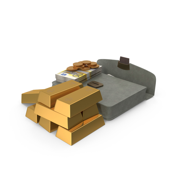 Banknote: Briefcase Gold Biscuits Euro 200 Money Coins PNG & PSD Images