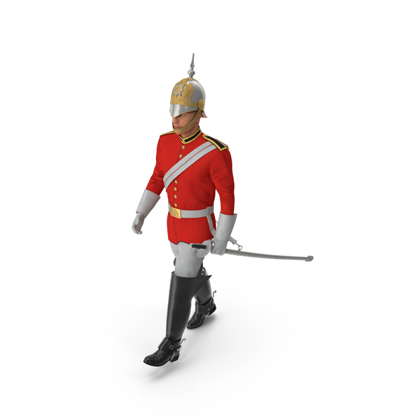 Man: British Royal Lifeguard Walking Pose PNG & PSD Images