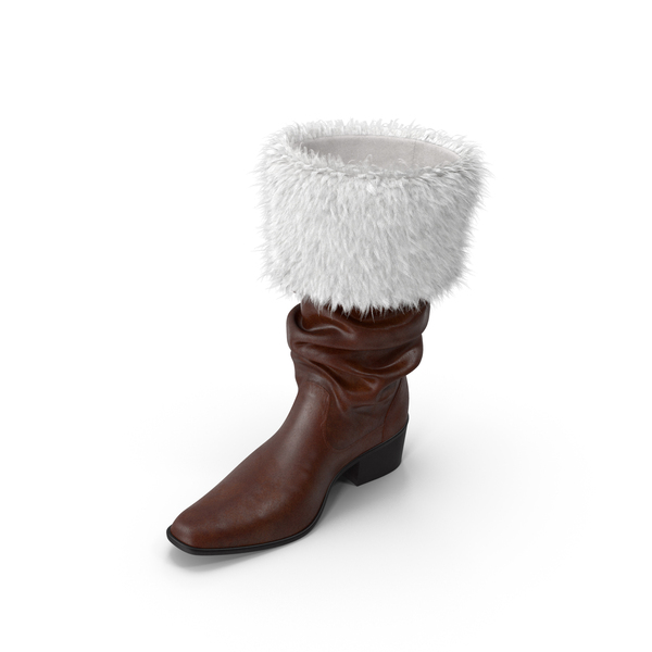 Boots: Brown Right Leather Boot With Fur PNG & PSD Images