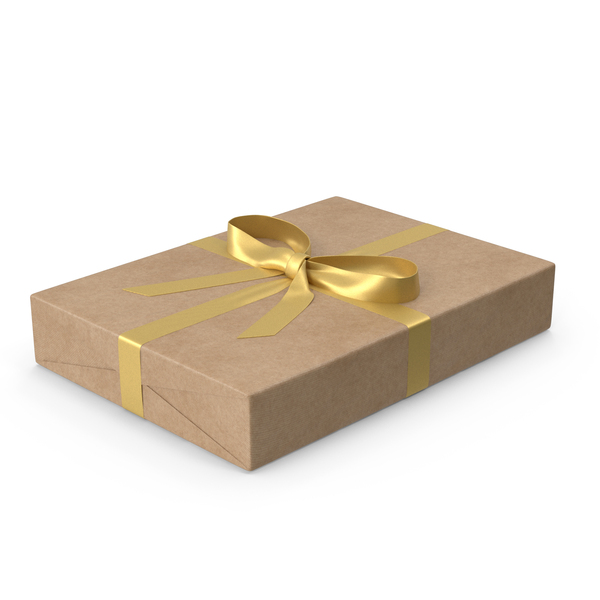 Brown Wrapped Gift Box Golden Bow PNG & PSD Images Brown Wrapped Gift Box Golden Bow PNG & PSD Images