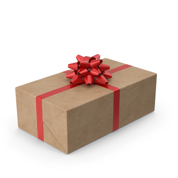 Brown Wrapped Gift Box Red Bow PNG & PSD Images