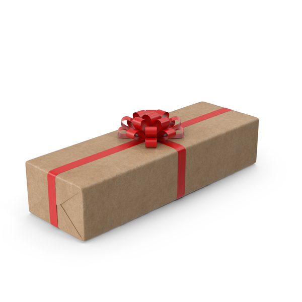 Brown Wrapped Gift Box Red Bow PNG & PSD Images