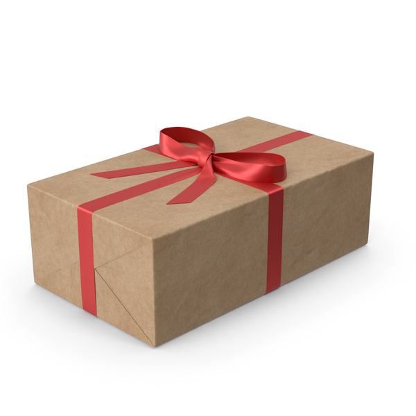 Brown Wrapped Gift Box Red Bow PNG & PSD Images