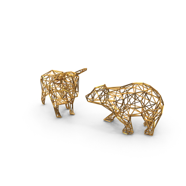 Sculpture: Bull & Bear Gold Wireframe PNG & PSD Images Sculpture: Bull & Bear Gold Wireframe PNG & PSD Images