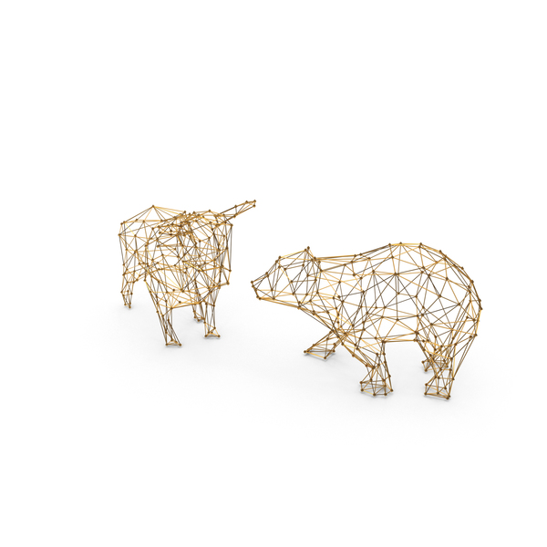 Sculpture: Bull & Bear Gold Wireframe PNG & PSD Images Sculpture: Bull & Bear Gold Wireframe PNG & PSD Images