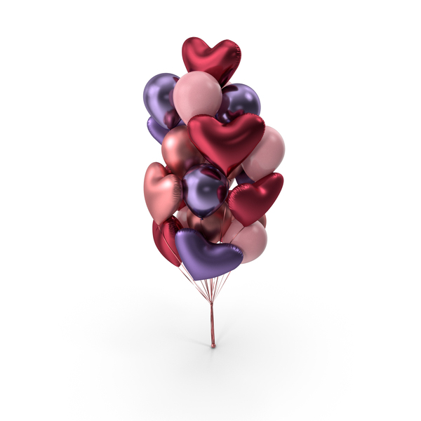 Valentine's: Bundle of Heart Balloons PNG & PSD Images