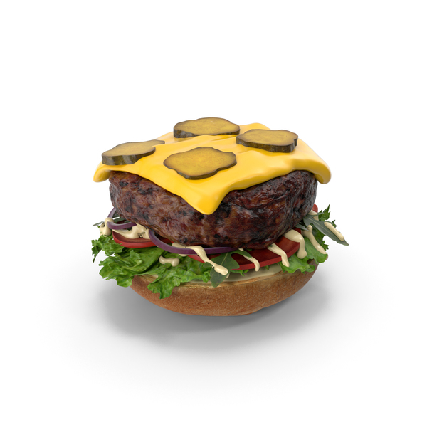 Burger Open with Pickles PNG & PSD Images