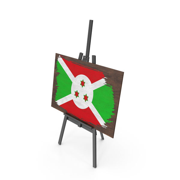 Easel: Burundi Country Flag Paint On Wooden Board PNG & PSD Images