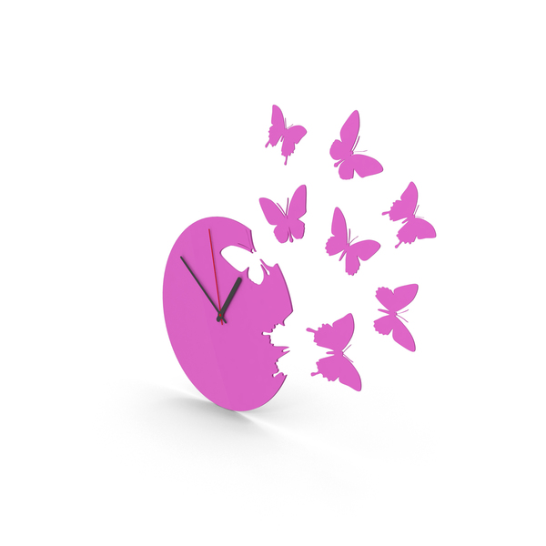 Butterfly Clock PNG & PSD Images Butterfly Clock PNG & PSD Images