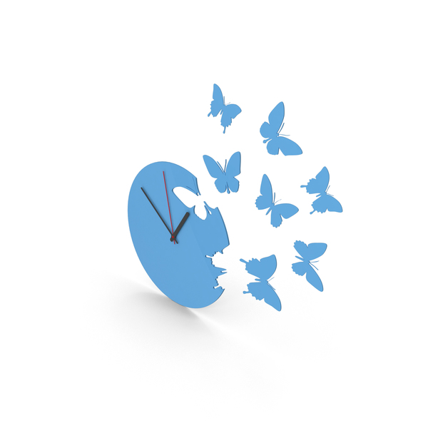 Butterfly Clock Blue PNG & PSD Images Butterfly Clock Blue PNG & PSD Images