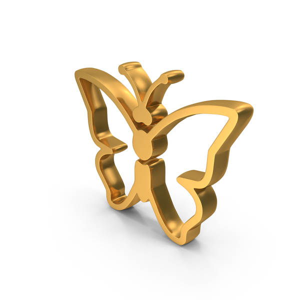 Symbols: Butterfly Icon Gold PNG & PSD Images