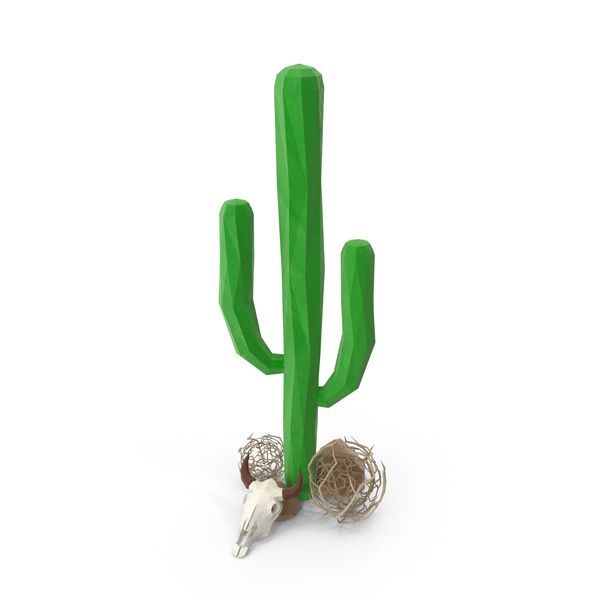 Desert: Cactus with Skull and Tumblweeds PNG & PSD Images