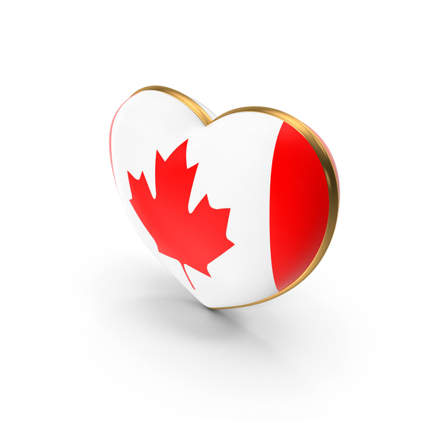 Canada Country Heart Flag Dual Shade Metallic Solid PNG & PSD Images