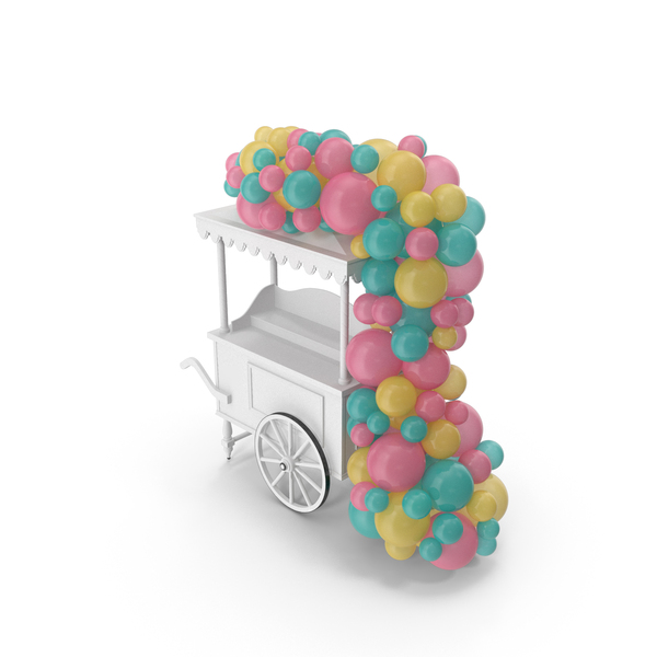 Holiday Accessories: Candy Cart With Balloon Decor PNG & PSD Images