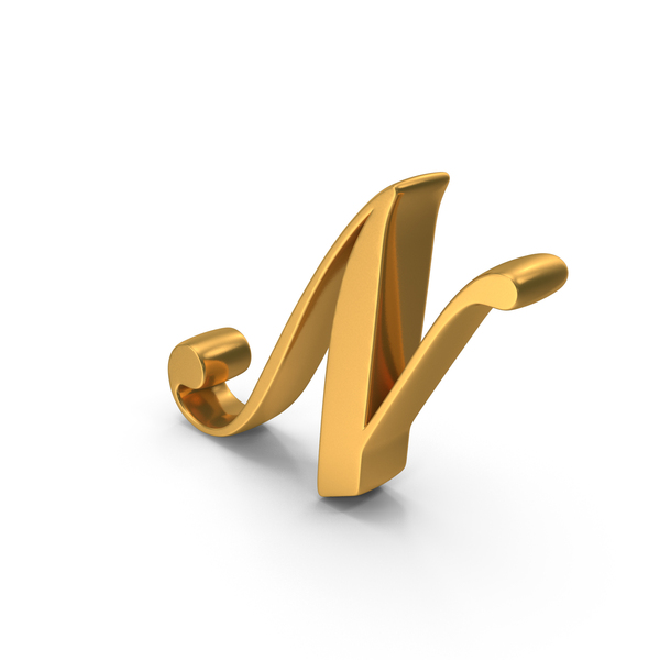 Roman: Capital N Cursive Opti Script Font Style Alphabet Gold PNG & PSD Images