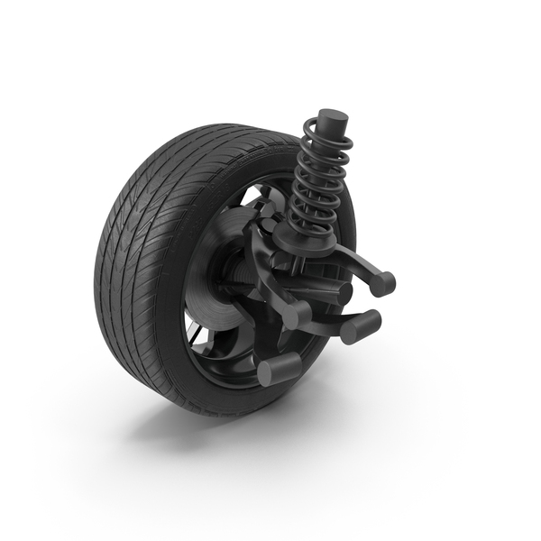 Car Tire with Brake Disc and Shock Absorber PNG & PSD Images