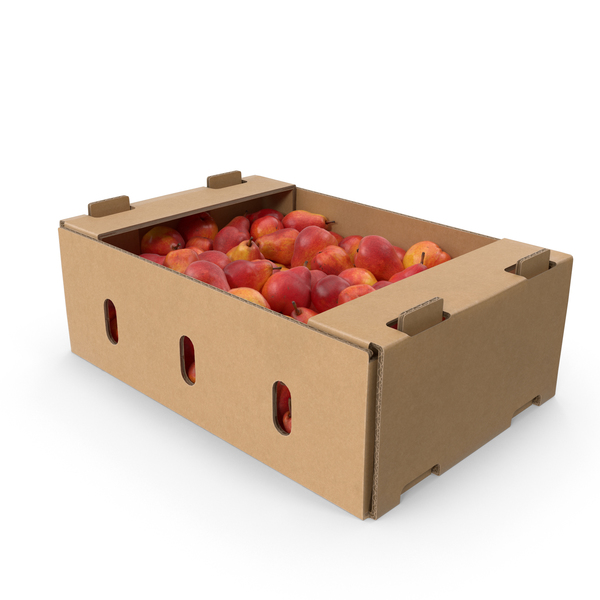 Cardboard Box with Red William Pear PNG & PSD Images Cardboard Box with Red William Pear PNG & PSD Images