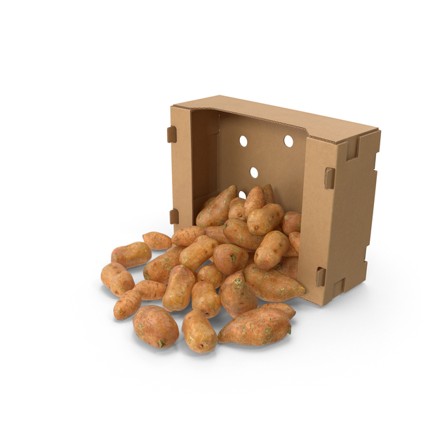 Cardboard Box With Spilled Sweet Potato PNG & PSD Images
