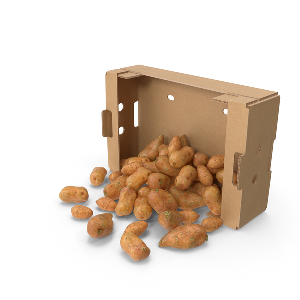 Cardboard Box With Spilled Sweet Potato PNG & PSD Images