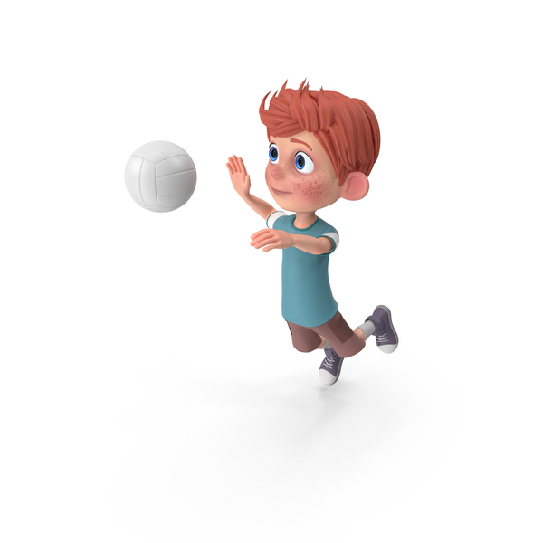 Cartoon Boy Charlie Playing Volleyball PNG & PSD Images