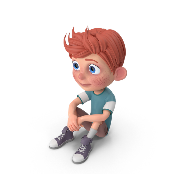 Cartoon Boy Charlie Sitting On Floor PNG & PSD Images