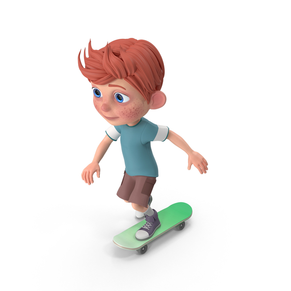 Cartoon Boy Charlie Skateboarding PNG & PSD Images