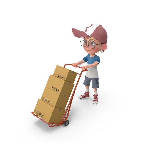 Cartoon Boy Harry Delivering Boxes PNG & PSD Images