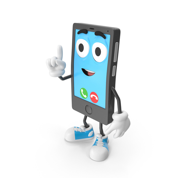 Mascot: Cartoon Cellphone Attеntion PNG & PSD Images