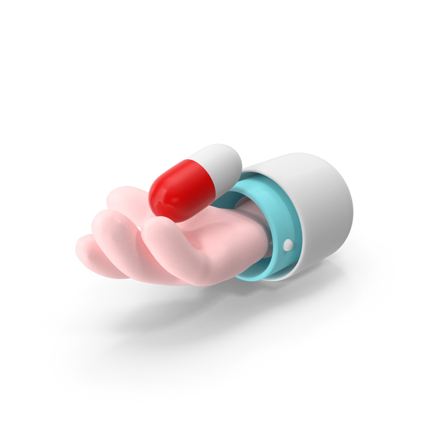 Symbols: Cartoon Doctor Hand With Capsule Pill PNG & PSD Images