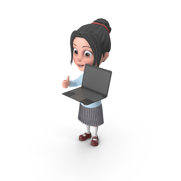 Cartoon Girl Emma Holding Laptop PNG & PSD Images Cartoon Girl Emma Holding Laptop PNG & PSD Images